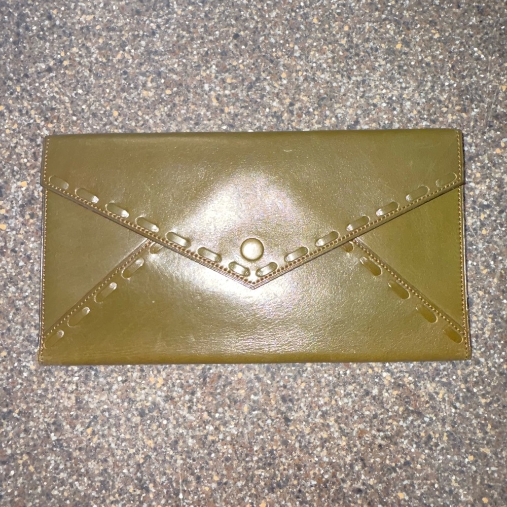 YSL Olive Green Envelope Clutch with COA